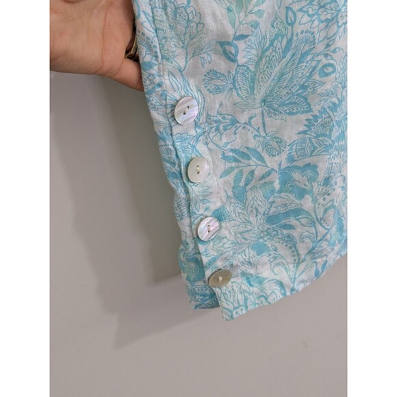 Sigrid Olsen Womens Plus 3X Floral 100% Linen Shirt Relaxed Beach Side Buttons - Picture 4 of 7